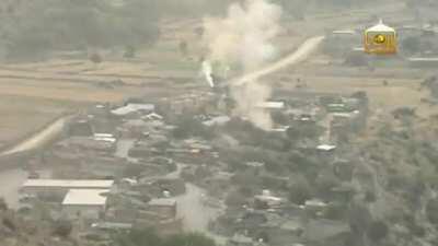 Taliban laying down fire on US base in Kunar with shoulder fired recoilless, 2014