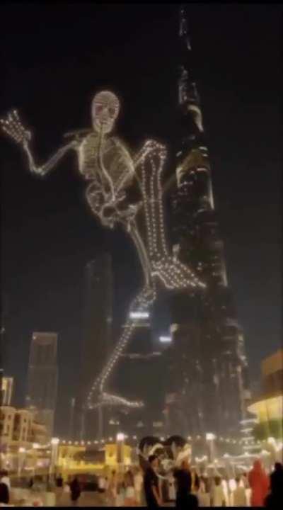 Spooky drone show near Burj Khalifa