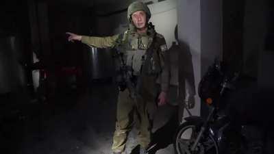 IDF Spox showing a Hamas hideout under al-Rantisi hospital, weapons found.