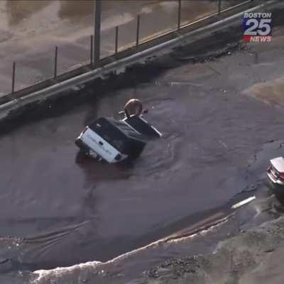 WCGW driving through a puddle on the road