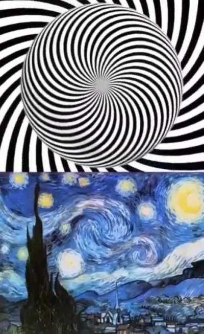 Best way to see Van Gogh's &quot;Starry Night&quot; is to stare directly at the center of the spiral for 20 seconds and then look at the painting.