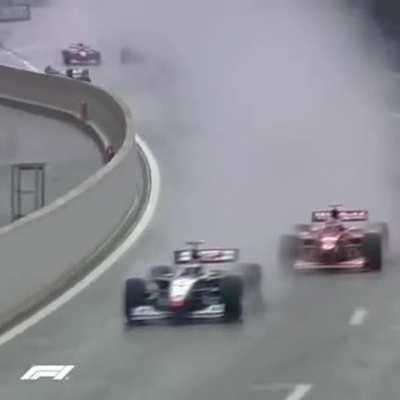 Starting a race in heavy rain during 1998 Grand Prix