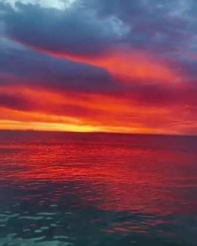 Sunset over the sea in Melbourne Australia