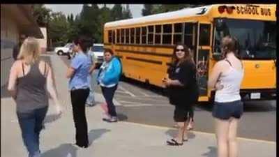 Karen tries to park in handicap spot at school