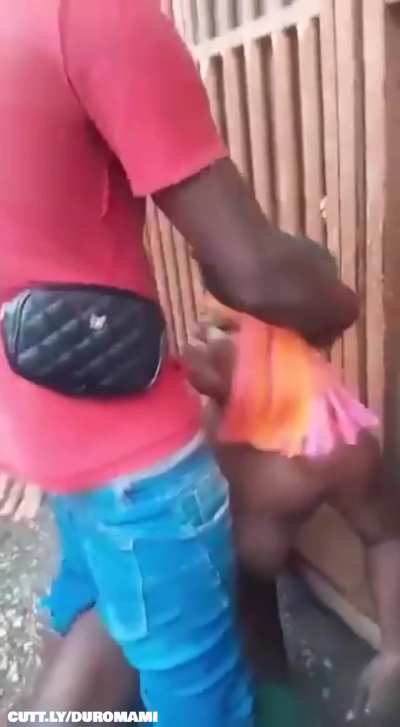 African slut fucked by a stranger in front of a crowd