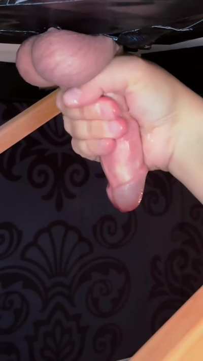 Being a good sub and holding his cum in