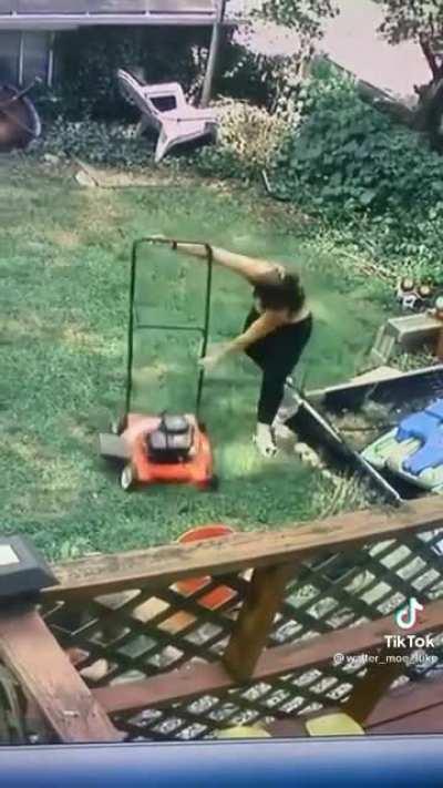 Mowing the lawn and one of your feet