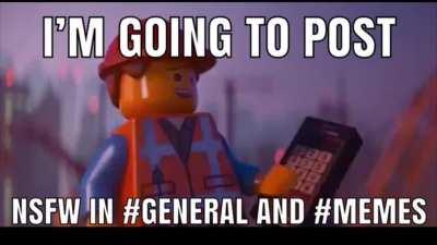 EMMET FROM THE LEGO MOVIE NO DO NOT POST NOT SAVE FOR WROK IN GENERAL AND MMEMEES!!!!!