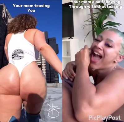 Mom teasing her son