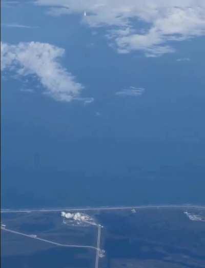 Falcon IX launching seen from a commercial flight.