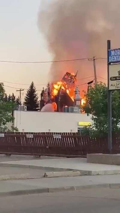 Another Catholic Church has burst into flames and was razed to the ground in Edmonton, Canada