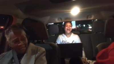 Grandma's visceral reaction to fart spray in the car