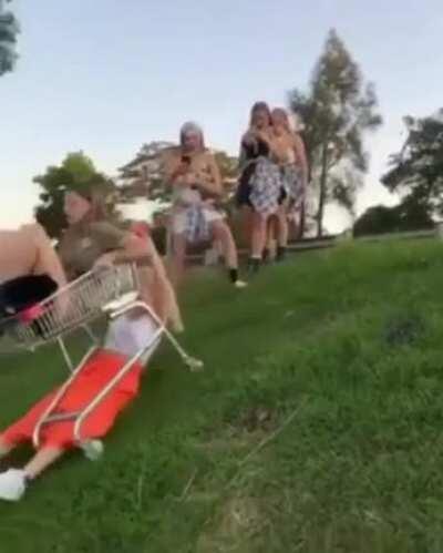 WCGW riding a grocery cart