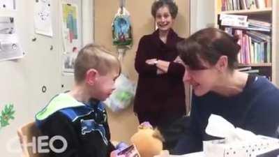 Dylan was born unable to hear. At 4-years old, this is the moment he heard his mother's voice for the first time.