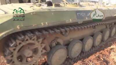 Ahrar al-Sham convert a captured BMP into a VBIED, using it against SAA positions at Deir al-Zoghb - 2014