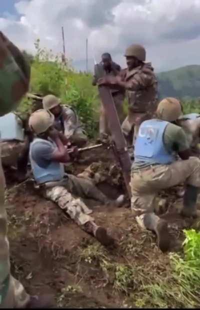 UN and South African mortar crew firing rounds at M23/Rwandan forces in the Democratic Republic of Congo