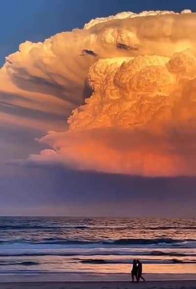 Extraordinary cumulonimbus during sunset. Gold Coast, Australia