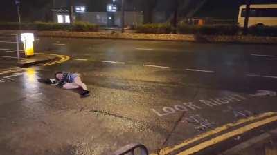 Hong Kong Woman gets wrecked by Typhoon Saola