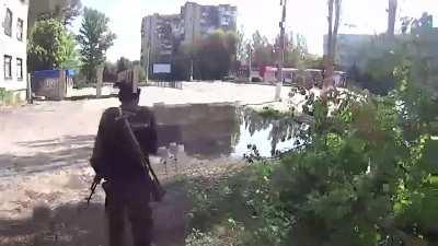 A pair of &quot;Separatist&quot; patrols stumble into each other &amp;amp; a gunfight ensues - Sloviansk - 2014