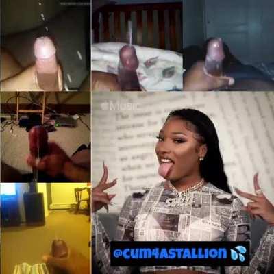 The CUM4STALLION movement is growing, slowly more men start shooting their seed in the name Megan thee stallion. Keep jerking off, convert more, and soon all men will be worshipping our goddess.