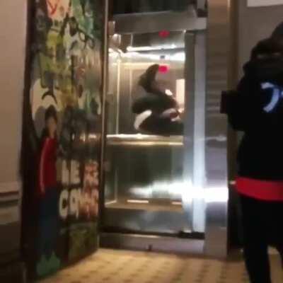 To do a backflip in a moving elevator