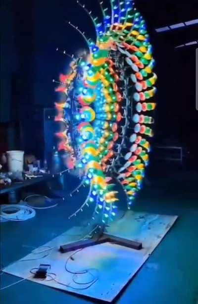 The mesmerizing colors of this kinetic sculpture