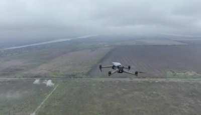 Ukrainian drone collides with and takes down Russian drone. Probably the frst drone-on-drone combat POV ever recorded.