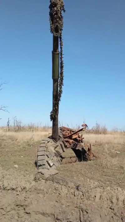 Winter 2024 Destroyed Russian tank T-72B with KMT-6 with a barbecue in the Donetsk region. From a closed channel(translation requested)