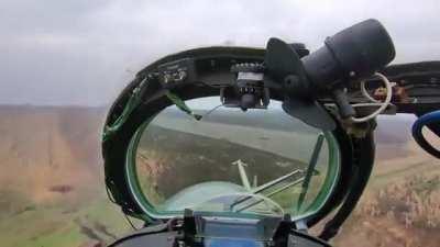 Cockpit view of Ukrainian MI-24 launching rockets