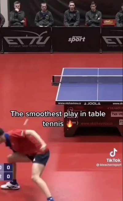 Table tennis player made it look easy to win a point.