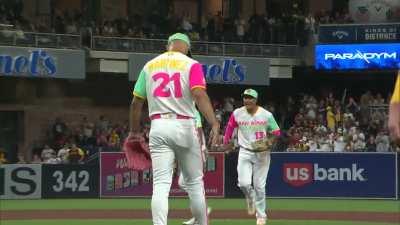 Machado makes an UNBELIEVABLE throw from foul territory 