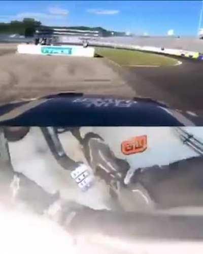 Angle showing pedal control to perform a drift.