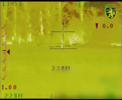 A sniper of the 68th separate brigade eliminates a Russian soldier in the Pokrovsky direction at a distance of 228 meters. (748 ft)