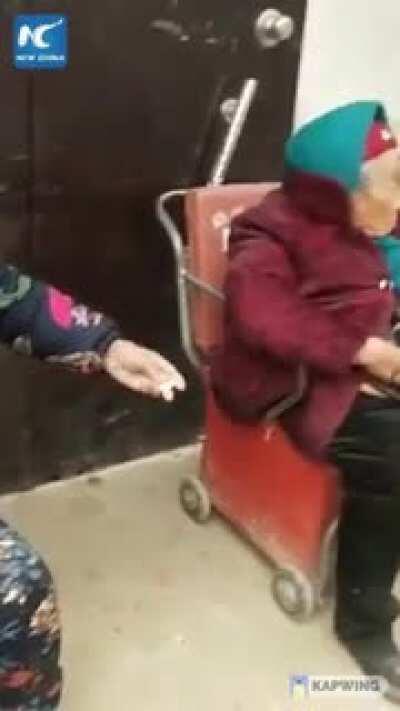 Not sure if this belongs here but here is an 84-year-old daughter getting candy from her 107-year-old mother.