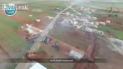 [Combat edit] Jabhat al-Nusra - All Tank GoPro-Drone footage of the assault on Banes village,