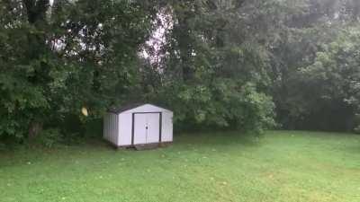 First rain at new home outside back door.