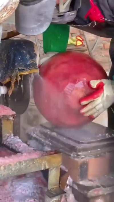 Making A Crystal Ball From Red Melting Stone Quartz