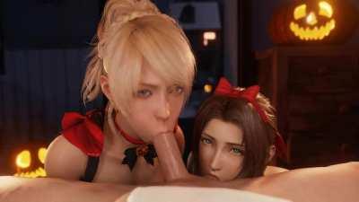 Aerith &amp;amp; Lunafreya late halloween (Lazyprocrastinator) [Final Fantasy 7 &amp;amp; 15]