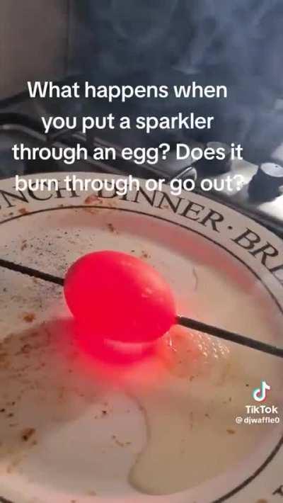 What happens when you put a sparkler through an egg?