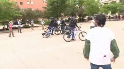 Miami PD's new &quot;elite&quot; Bike Response Team squad confronts a protester