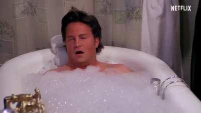 Chandler takes a bubble bath