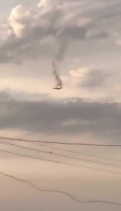 One more footage of Russian strategic bomber Tu22m3 in flames and falling down in Russia. It's the first such bomber shot down since the beginning of the Russia-Ukraine war