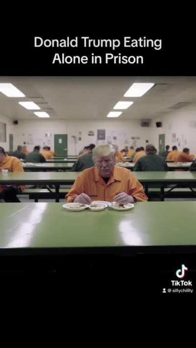 Donald Trump Eating Alone in Prison