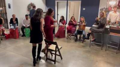 Musical chairs at a company holiday party got real. Wait for it.