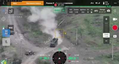 Ukrainian MaxxPro MRAP under fire when driving away from Chasiv Yar Kanal District. 29 May 2024