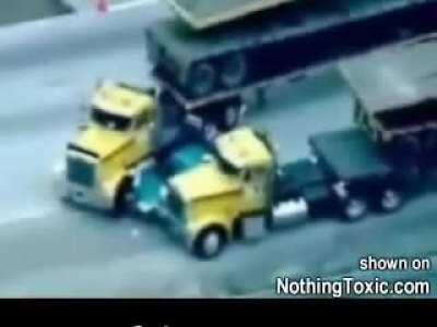 Truck drivers stop a highway car chase