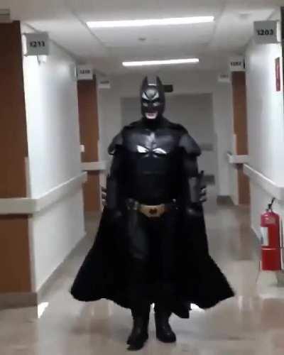 The doctors asked the kid what his dream was. The kid said it was to meet Batman. The doctor dressed up as the superhero to surprise the little one. Dedication to your job can go long way.