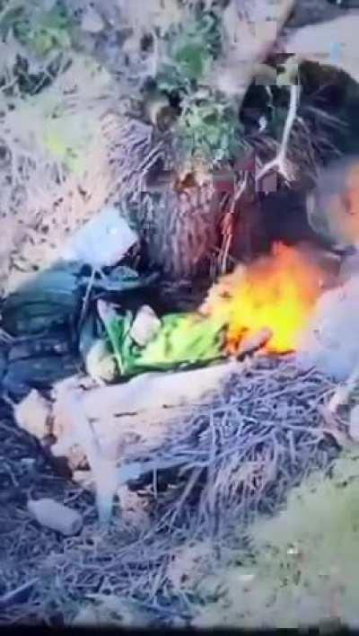 FPV drone hit sets dying Russian soldier ablaze, Magyar