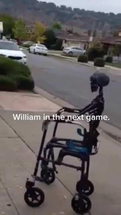 He always comes back now in a wheel chair