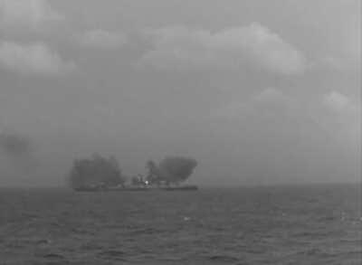 USS Texas (BB-35) bombarding Nazi fortifications at Normandy on D-Day, June 6, 1944. [WWII]